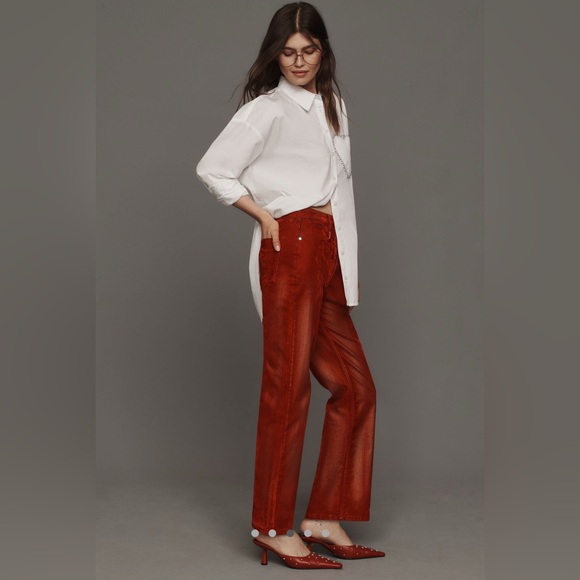 Anthropologie Pilcro The Annie Flocked High-Rise Straight-Leg Jeans - Picture 3 of 16